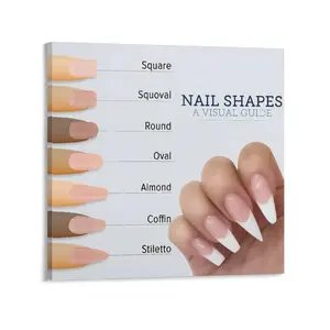 Nail Art Shapes Visual Guide Poster Canvas Wall Art for Nail Salon, Aesthetic Clinic Beauty Salon