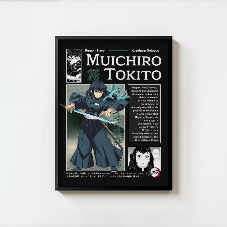 [Sale Up To 50% Off] Demon Slayer Muichiro Tokito Hashira Graphic Unframed Paper Poster Print Photo, Multi-Size (24x36, 36x24, 27x40, 40x27), Unmounted Home Wall Decoration for Wardrobe, Kid Room