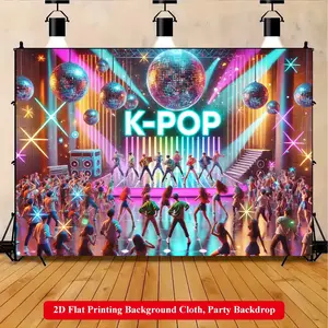 2D Flat Printing Backdrop Banner 1pc, K Pop Concert Scene Vibrant Polyester Background Cloth for Family Party, Wedding, Birthday, Christmas, Thanksgiving, Fall, Entryway, Room Decorations, Easy to Set Up, Reusable