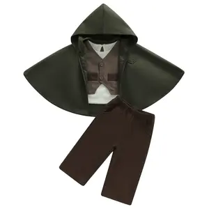 Babamoon Kids Toddler Baby Boy Girl Halloween Costume Medieval Ring Bearer Outfits Long Sleeve Shirt Vest Pants Cloak 4 Pcs Clothes Set