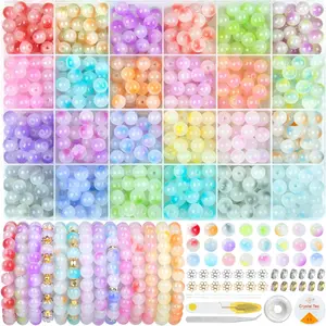 Glass Crystal Bead Set 24 Color 8mm Glass Crystal Beads for DIY Earrings Beauty & Personal Care