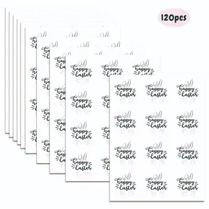 120pcs Cute Bunny Easter Stickers, Adorable Bunny Designs, Happy Easter Holiday Decorations, Creative Gift Wrapping Stickers, Party Supplies