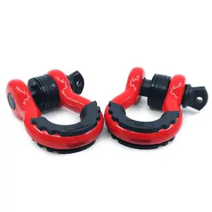 GearAmerica Heavy Duty D Ring Shackles - Red with Isolators (2PK) | 58,000 lbs (29 US Ton) Max Strength