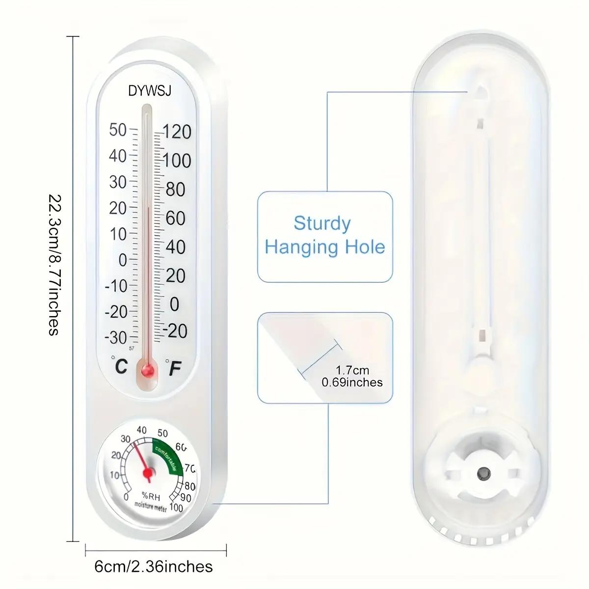Outdoor/Indoor Thermometer Hygrometer Humidity Meter Thermometers Temperature Humidity Gauge Meter with Celsius/Fahrenheit (℃/℉) for Patio Field Cellar Garden Greenhouse Closet