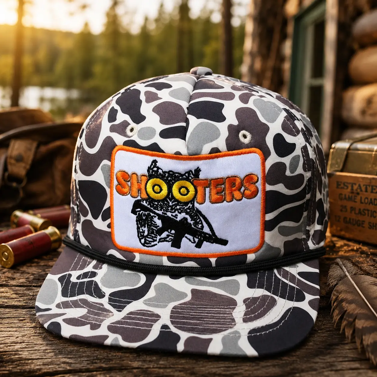 [ BUY 2 FOR 1 PRICE ] Shooters Camo Hunting Hat, Vintage Rope Snapback Cap, Outdoor Sportsman Trucker Hat, Range Day Hat, Gift for Hunters