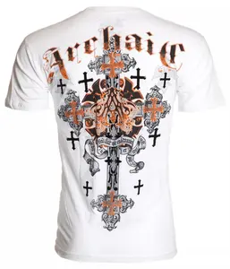 ARCHAIC by AFFLICTION White GODFREY Cross Short Sleeve Slim Fit Y2K T-shirt NWT