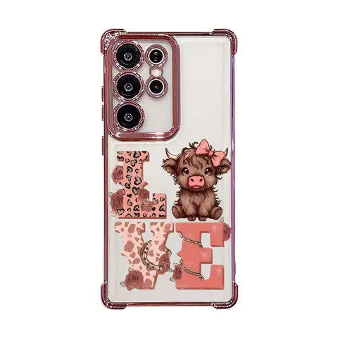 Soft Cute Cow Art Vibe Silicone Casing & Cover for Samsung Galaxy Series - Slim Fit, Lightweight, Shockproof, Crash-Proof, Non-Slip, Transparent Protection, Secure Grip for S22+, S23 Ultra, S24 Plus, S25, S26 FE Edge Cute Phone Accessory