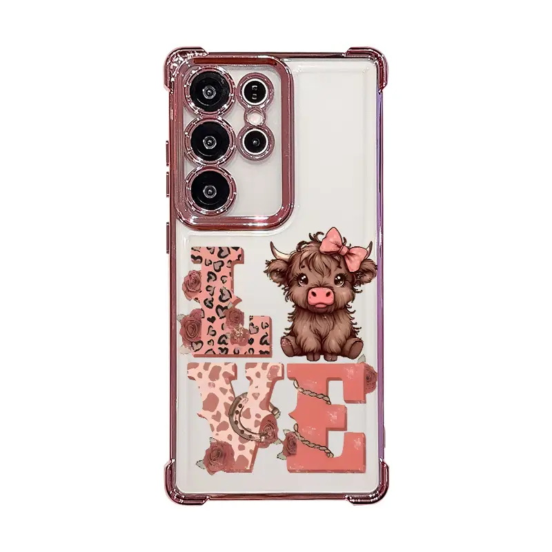 Soft Cute Cow Art Vibe Silicone Casing & Cover for Samsung Galaxy Series - Slim Fit, Lightweight, Shockproof, Crash-Proof, Non-Slip, Transparent Protection, Secure Grip for S22+, S23 Ultra, S24 Plus, S25, S26 FE Edge Cute Phone Accessory