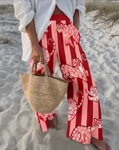 Women Palazzo Trousers Vibrant Leopard Print Wide-leg Stylish Design Stripe Pants #SpringStatements