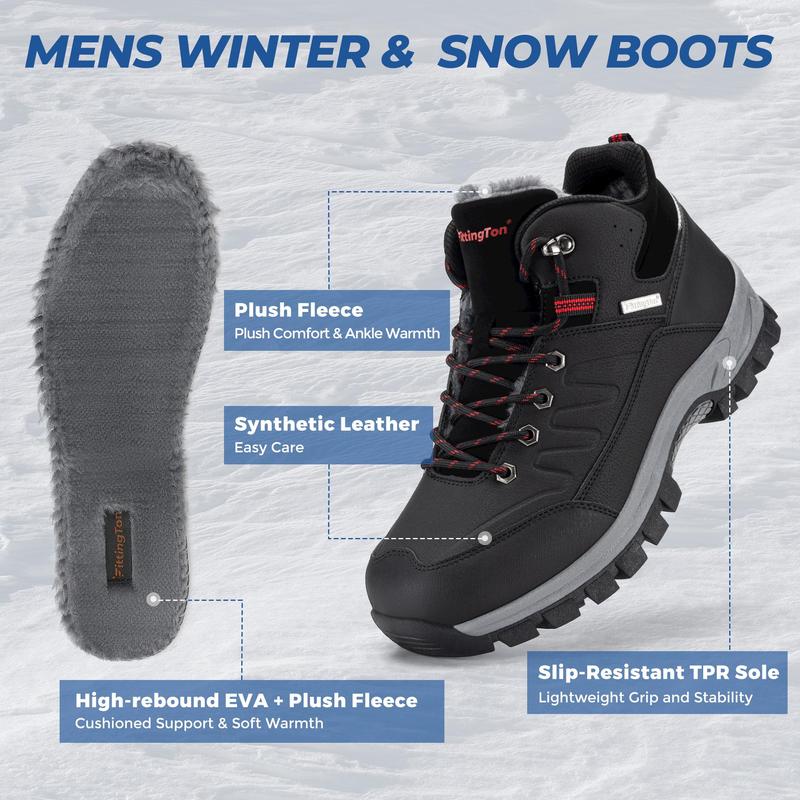 Fittington Men's WolfWalk Winter Boots V4 Insulated Snow Boots Outdoor Trekking Hiking Mid Calf Boots Slip Resistance Faux Leather Plush Fleece Lining Cold Resistant Fittington Men's WolfWalk Winter Boots V4 Insulated Snow Boots Outdoor Trekking Hiking Mid Calf Boots Slip Resistance Faux Leather Plush Fleece Lining Cold Resistant