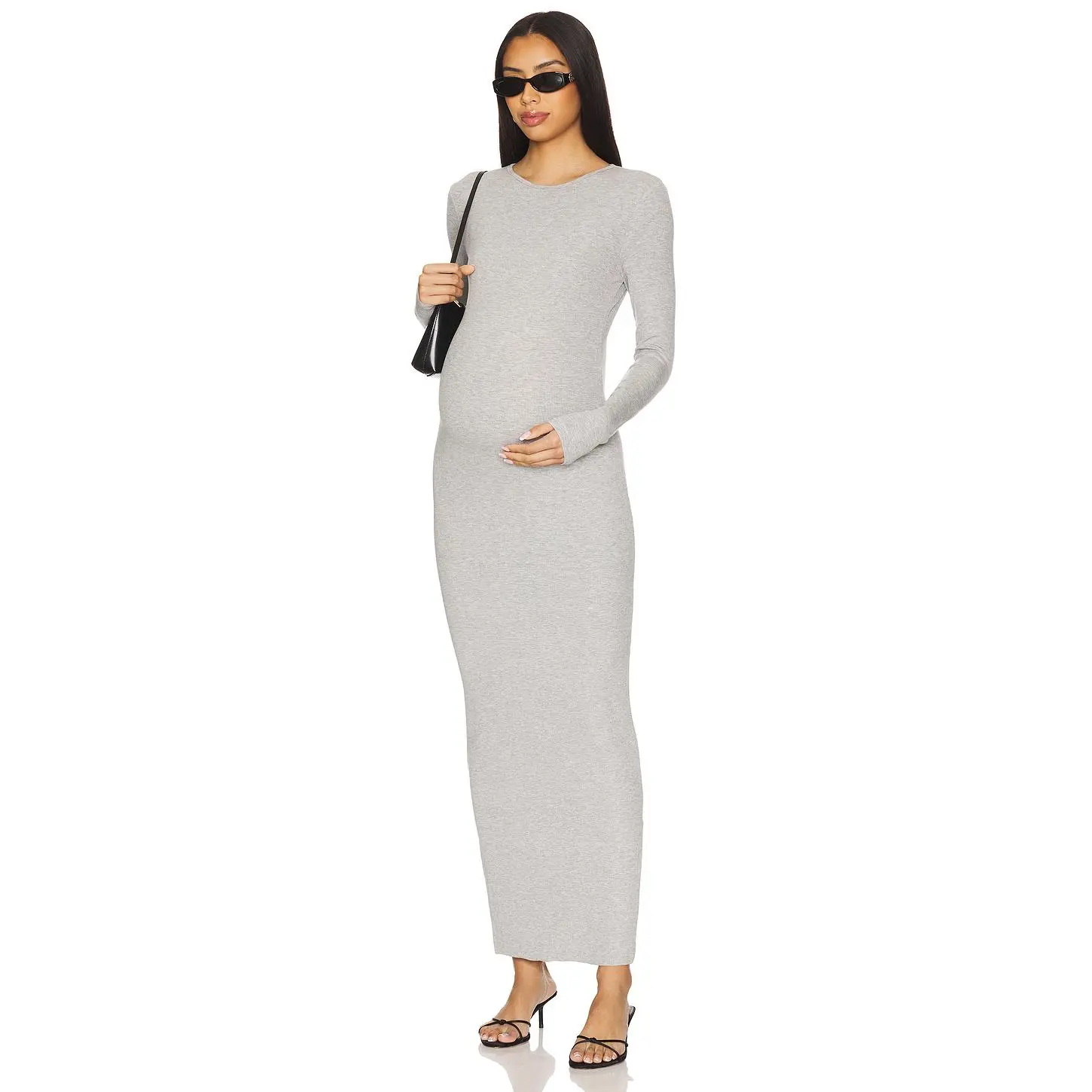 BUMPSUIT Soft Rib Maxi Dress in Heather Grey
