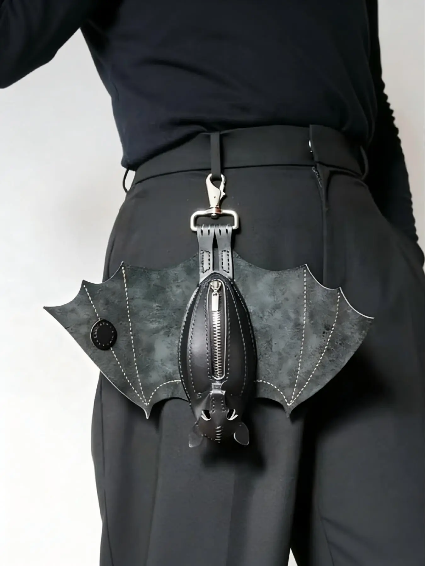 Leather Bat Coin Purse Authentic Keychain, Stylish Leather Design, Durable & Functional Accessory, Perfect Gift Idea for Him Her