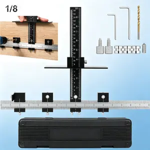 Aluminum Alloy Cabinet Jig, Adjustable Door and Drawer Knob Installation Tool with Drill Guide Sleeve, Drawer Pull Template for Handles and Pulls, Easy to Use Hardware Installation Accessory