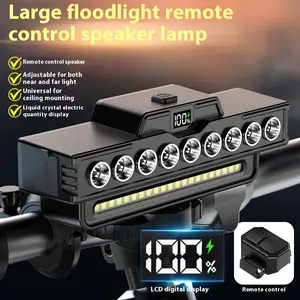 Horizontal super bright bicycle lights, high and low beam headlights USB Charging with speaker for long endurance night riding equipment LED Multiple lamp beads, foot pedal lights, camping lights, emergency lights