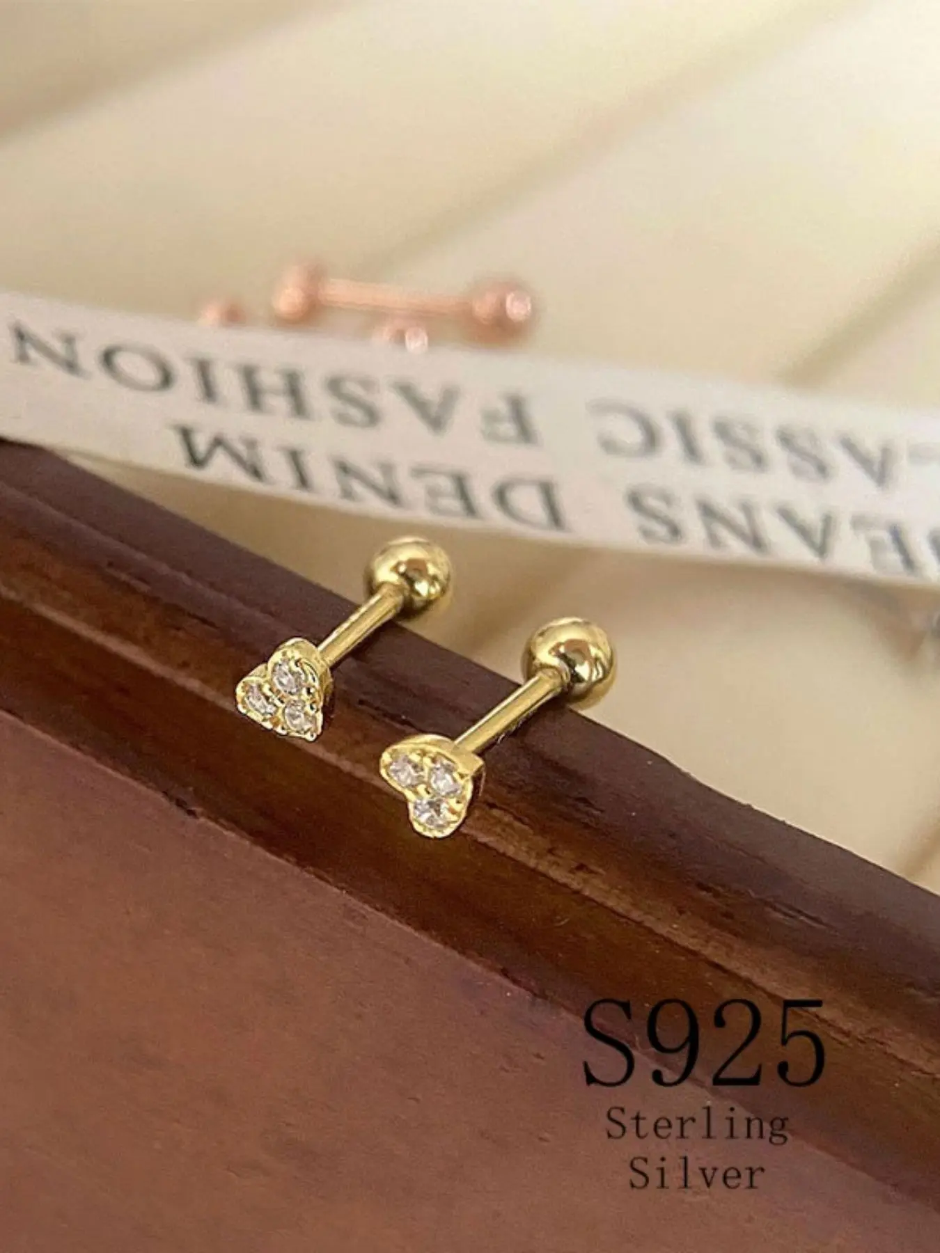 925 Sterling Silver Fashion Trendy Rhinestone Decor Heart Design Stud Earrings, Elegant Ear Jewelry for Women & Girls for Party, Daily Clothing Decor, Heart Shaped Earrings, Earrings Studs
