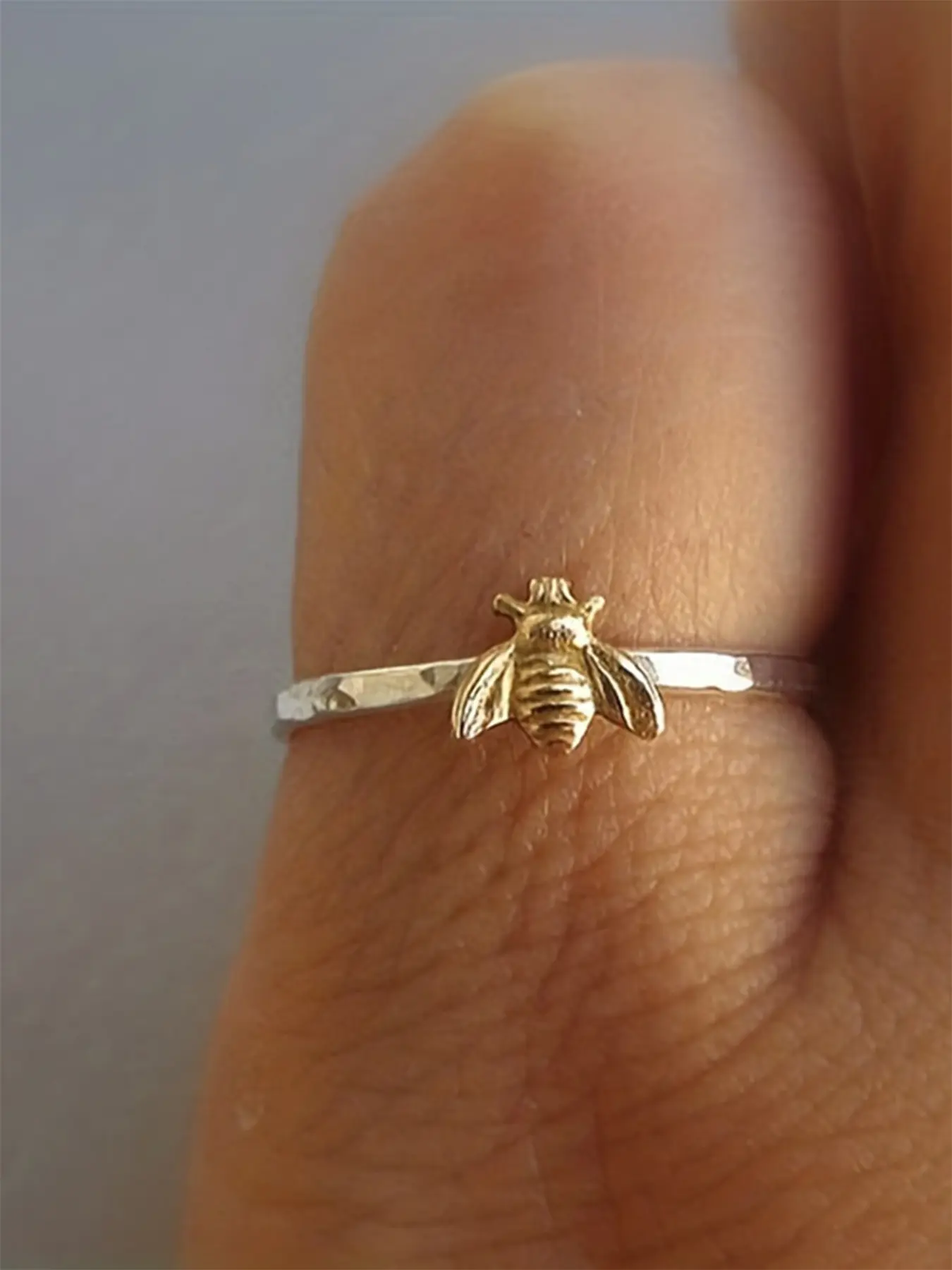 1 Pc Cute Honeybee Ring For Women Boho Style Beautiful Copper Band Rings For Engagement Anniversary Party Band Jewelry Valentine's Day Gift