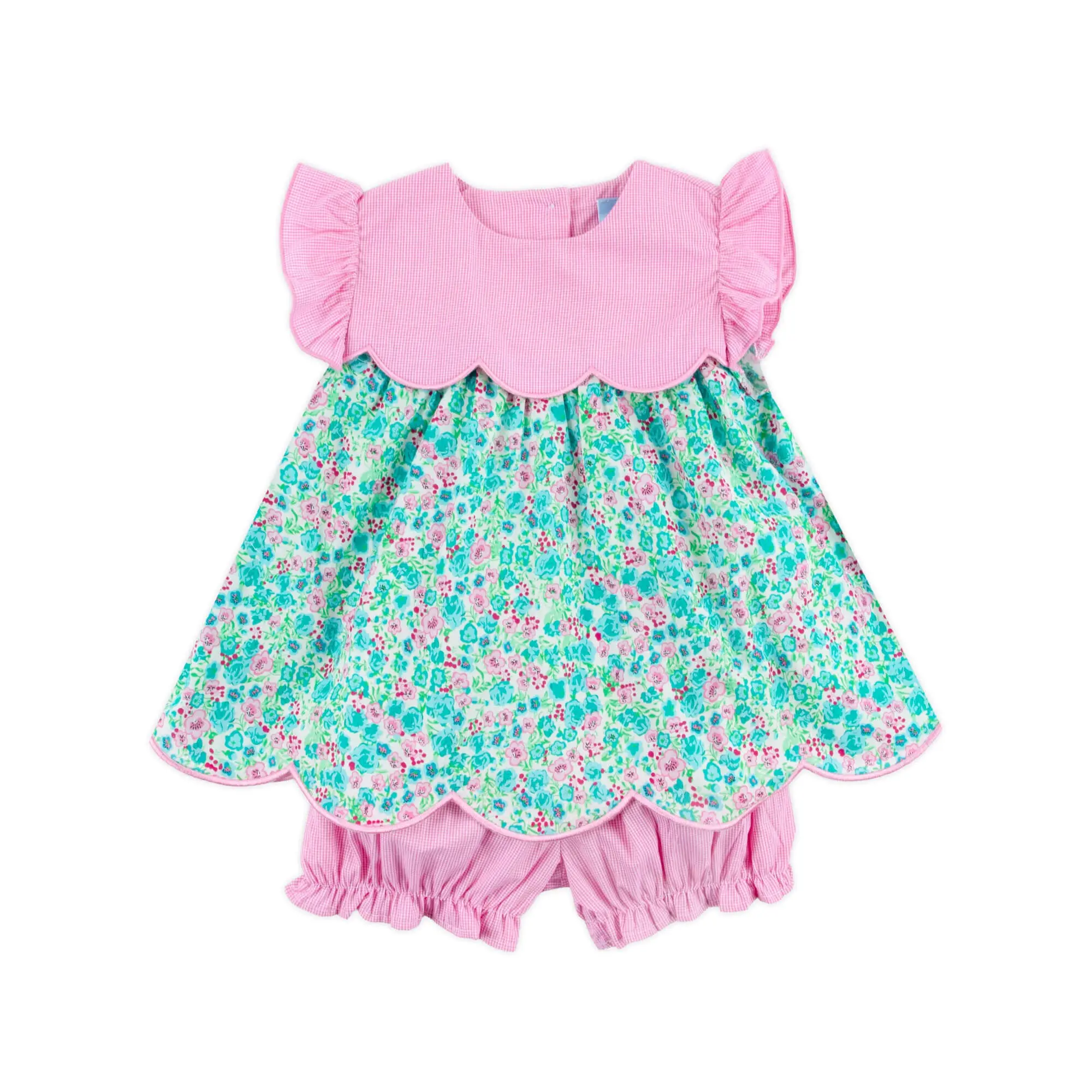 Floral Wonderland Blue Amelia Bloomer Set - Girls 2Pc Outfit