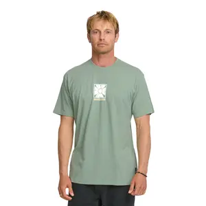 Quiksilver | Bloomy Stw T-Shirt - Herb | Classic Fit with Soft Hand Print | Pigment Dyed & Vintage Wash | Breathable Cotton Fabric