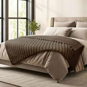 Regal Living Luxury Reversible Textured Stripe Faux Fur & Velvet Throw