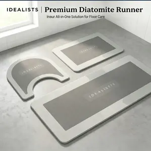 3Pcs Absorbent Diatomite Bath Mats Non-Slip Quick Dry Bathroom Floor Mats Simple Gray Nordic Style Thick Durable Shower Rugs Washable Bath Carpets for Bathroom Toilet Kitchen