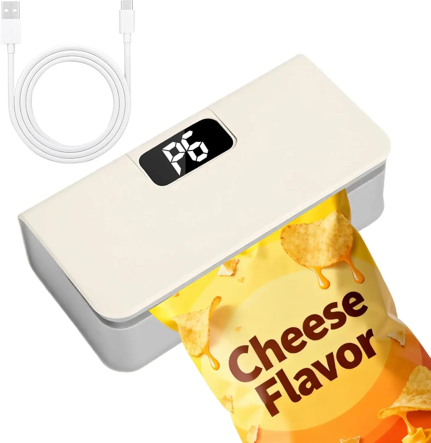 Mini Bag Sealer and Cutter, Rechargeable Potato Chip Bags Heat Sealer Capper, Upgrade Reseals Snack Plastic Bag Heat Seal and Cutter, Portable Bag Resealer for Snack Bags Food Storage