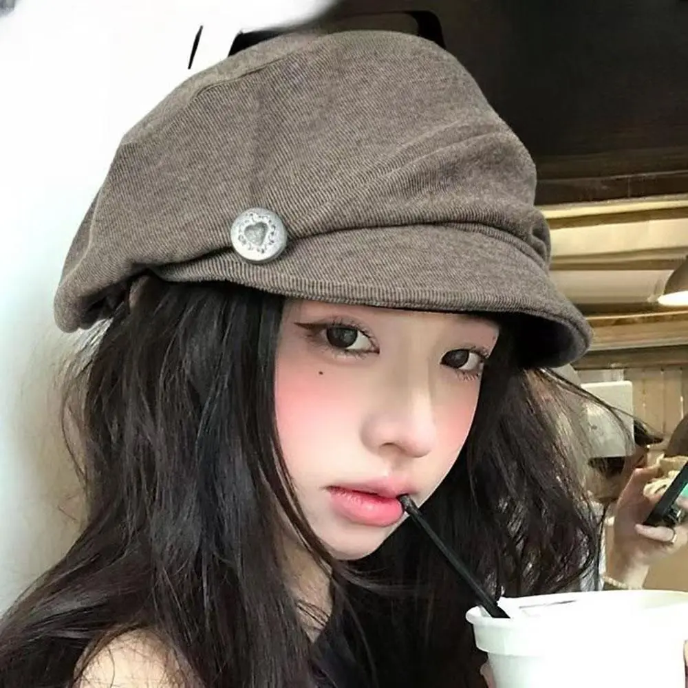 Cloud Beret Painter Caps Women Hat Octagonal Hats Pleated Painter's Hat Face Slimming Large Head Size Japanese Style Trendy Cap