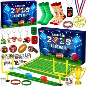Football Advent Calendar 2025 for Kids – 24 Days of American Football-Themed Party Favors with Football Field, Christmas Countdown Gifts for Young Football Fans