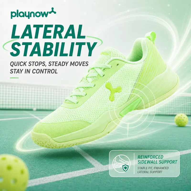 【Buy 1 Get 5 Free】PLAYNOW Unisex Sporty Tennis Shoes for Tennis & Pickleball, Lightweight Lace-Up Nylon Sneakers with Lateral Stability Support & Non-Marking Rubber Outsole for Beginner Players