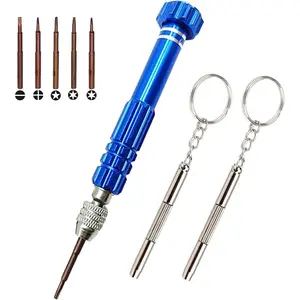 Eyeglass Repair Kit, 5-in-1 Multifunctional Precision  Set (torxT5~T6,+1.5,-1.5,star0.8) with   for Glasses, Cellphone, Electronics, Watch, Laptop,