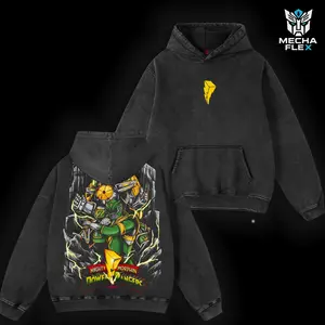 Mighty Morphin Power Ranger Kaiju Robot Mecha Super Sentai Retro  Unisex Vintage Washed Double Printed Heavyweight Cotton Oversized Wash Tee, Hoodie Washed Workout Clothes, Gym Workouts, Clothes for Daily Wear