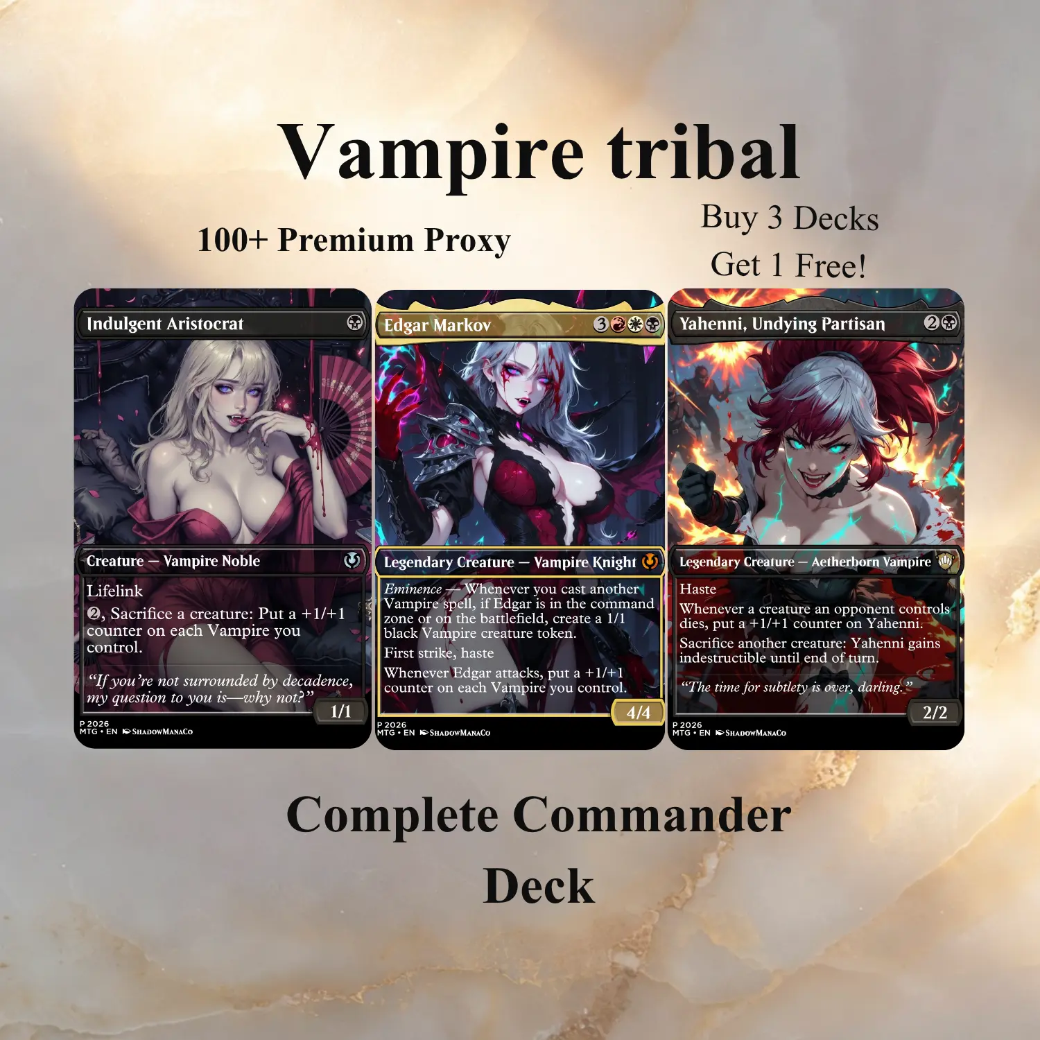 Vampire Tribal Commander Proxy Collection | Premium Waifu Vampire Theme | 100+ Ready to Play Cards