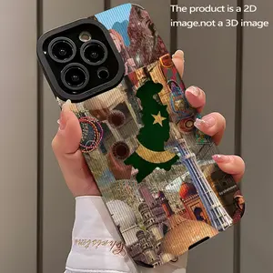 Creative Pakistan Culture Patchwork Smartphone Case Casing for iPhone Models 16-7, Anti-Dirt, Shockproof, Durable & Protective Design, Fashionable Artificial Leather Cover Phone Accessory