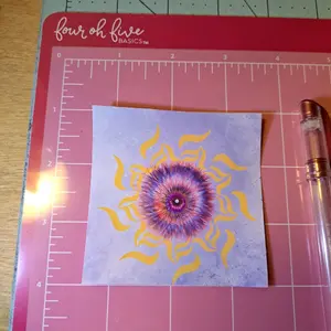 Sun Flower laminated sticker, SamAcidity, waterproof Sun Flower Sticker, original abstract sun Sticker design by SamAcidity, multiple sizes