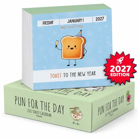 Pun For The Day 2027 Daily Calendar - 365 Days of Funny Cute Puns & Clever Wordplay, Tear Off Desk Calendar, Christmas Gifts for Women, Men, Co-Workers, Stocking Stuffers & Office Decor