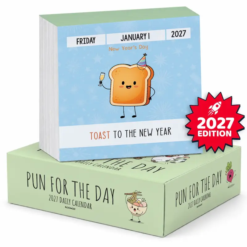 Pun For The Day 2027 Daily Calendar - 365 Days of Funny Cute Puns & Clever Wordplay, Tear Off Desk Calendar, Christmas Gifts for Women, Men, Co-Workers, Stocking Stuffers & Office Decor