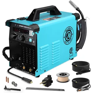 140Amp MIG Welder, 120V 4-in-1 Welding Machine Flux Core Gasless/Solid Core Gas Shielded/TIG/Stick Welder Suitable for 2 to 11lbs Welding Wire, IGBT Inverter Portable Welder with Welding