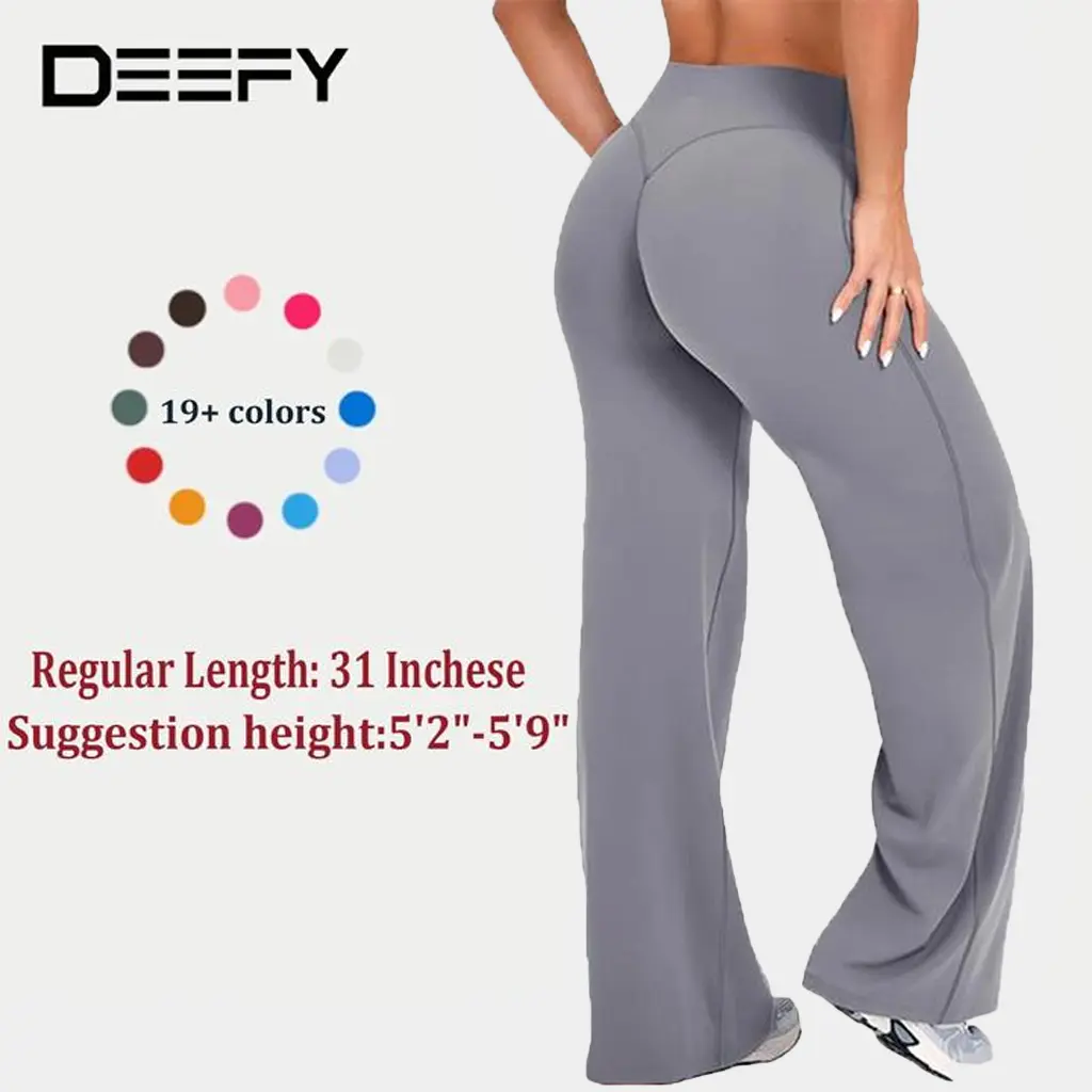 DEEFY SoftMotion Straight Leg Bottoms 30.5" & 31.5" Inseam Fitness Gymwear Women Workout Breathable Light Thin Sportswear Gym Outdoor Sports Yoga Pants Wide Sweatpants Sav Wide Leg Pants