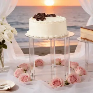 Acrylic Transparent Round Party Cake Stand, Food Display Rack, Cupcake Holder, Dessert Plate, Dessert Stands, Perfect for Festive Parties, Birthday Banquets, Wedding Events