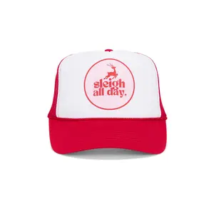 Friday Feelin Sleigh All Day Trucker Hat in Red Unisex