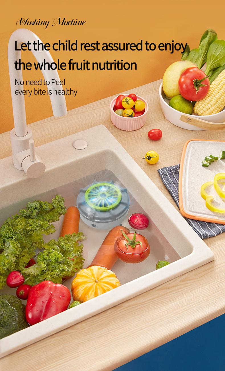 Fruit and Vegetable Cleaning Machine, Rotatable Fruit and Vegetable Purifier, USB Wireless Food Purifier, Vegetable and Fruit Cleaner Device with Water Rotator and OH ion Purification Technology for Fruits, Meat