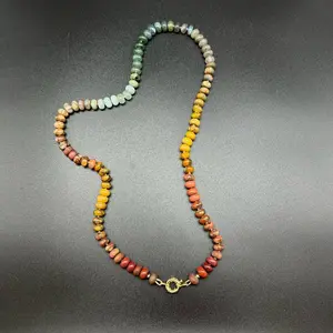 Earth tones gemstone knotted necklace