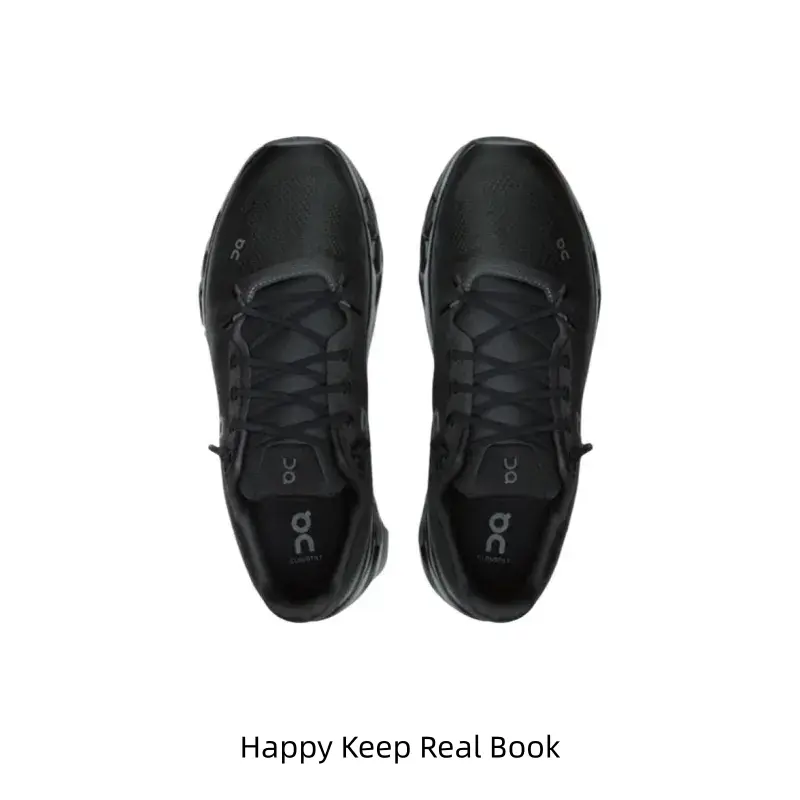 All-Black Lightweight Cushioned Casual Shoes, Engineered Mesh Upper, Hollow Pod Cushioning Midsole