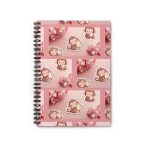 Punchi-kun & Lip Buddy Viral Baby Monkey Spiral Notebook - 6x8 Aesthetic Ruled Journal - 118 Pages