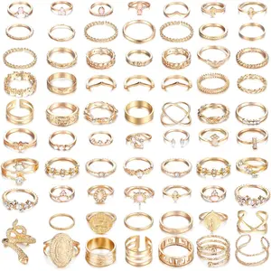 Sanfenly 69PCS Knuckle Ring Set for Women, Stackable Midi Rings Boho Vintage Retro Jewelry
