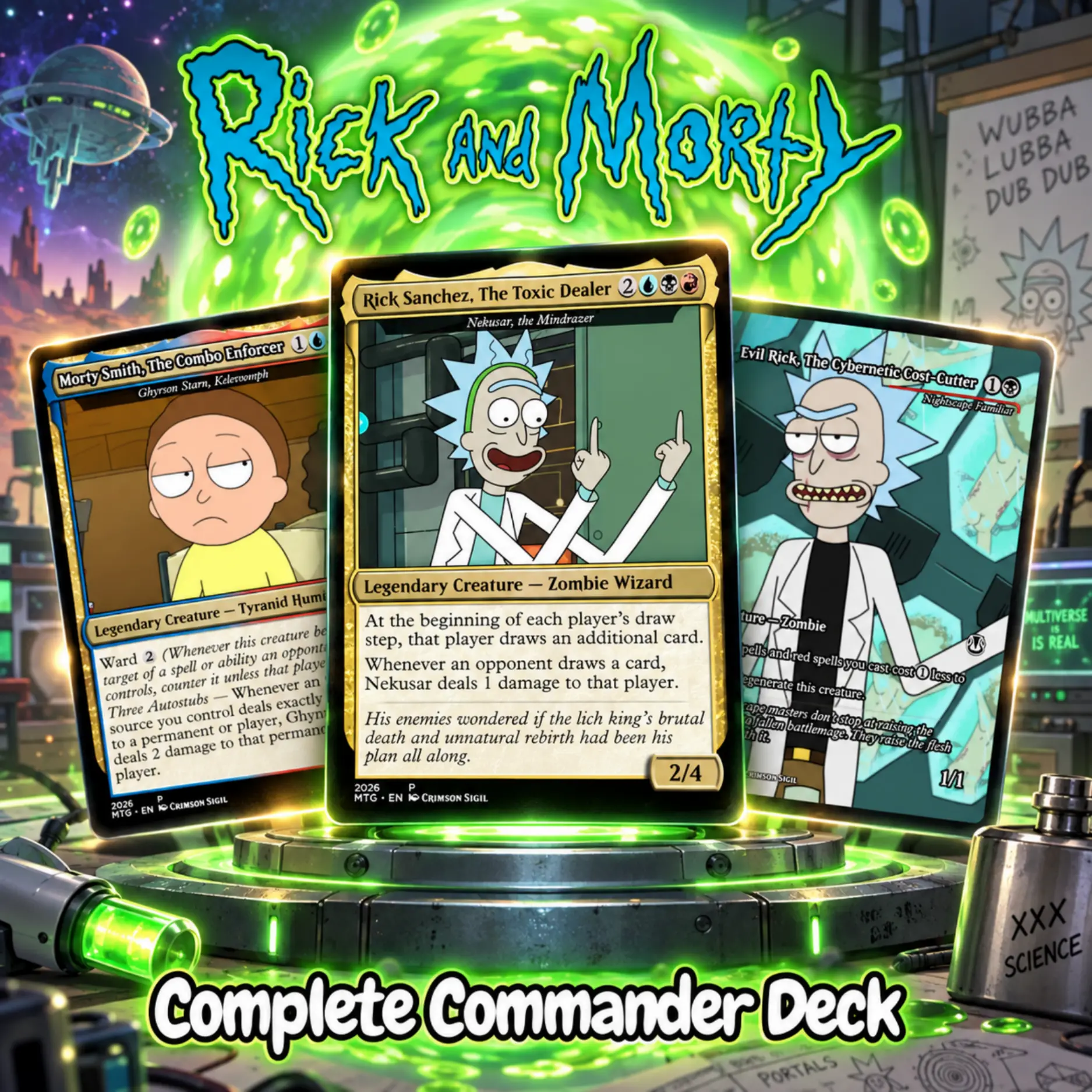 Rick and Morty Commander Proxy Deck (100 Cards + Tokens)