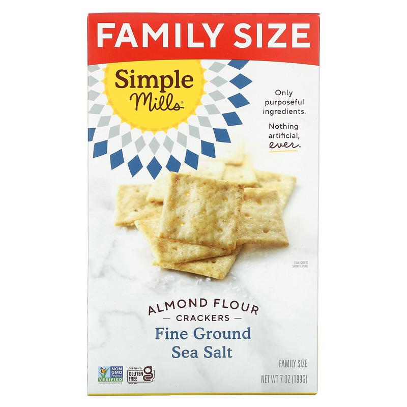 Simple Mills Almond Flour Crackers, Fine Ground Sea Salt, Family Size, 7 oz (199 g)