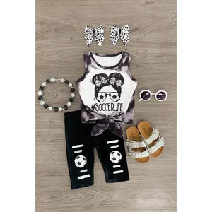 "#SoccerLife" Black Capri Set