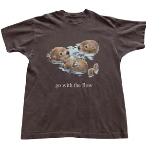Go With the Flow Otter T-Shirt, Cute Sea Otter Graphic Tee, Ocean Animal Shirt, Wildlife Nature Gift, Unisex Tee
