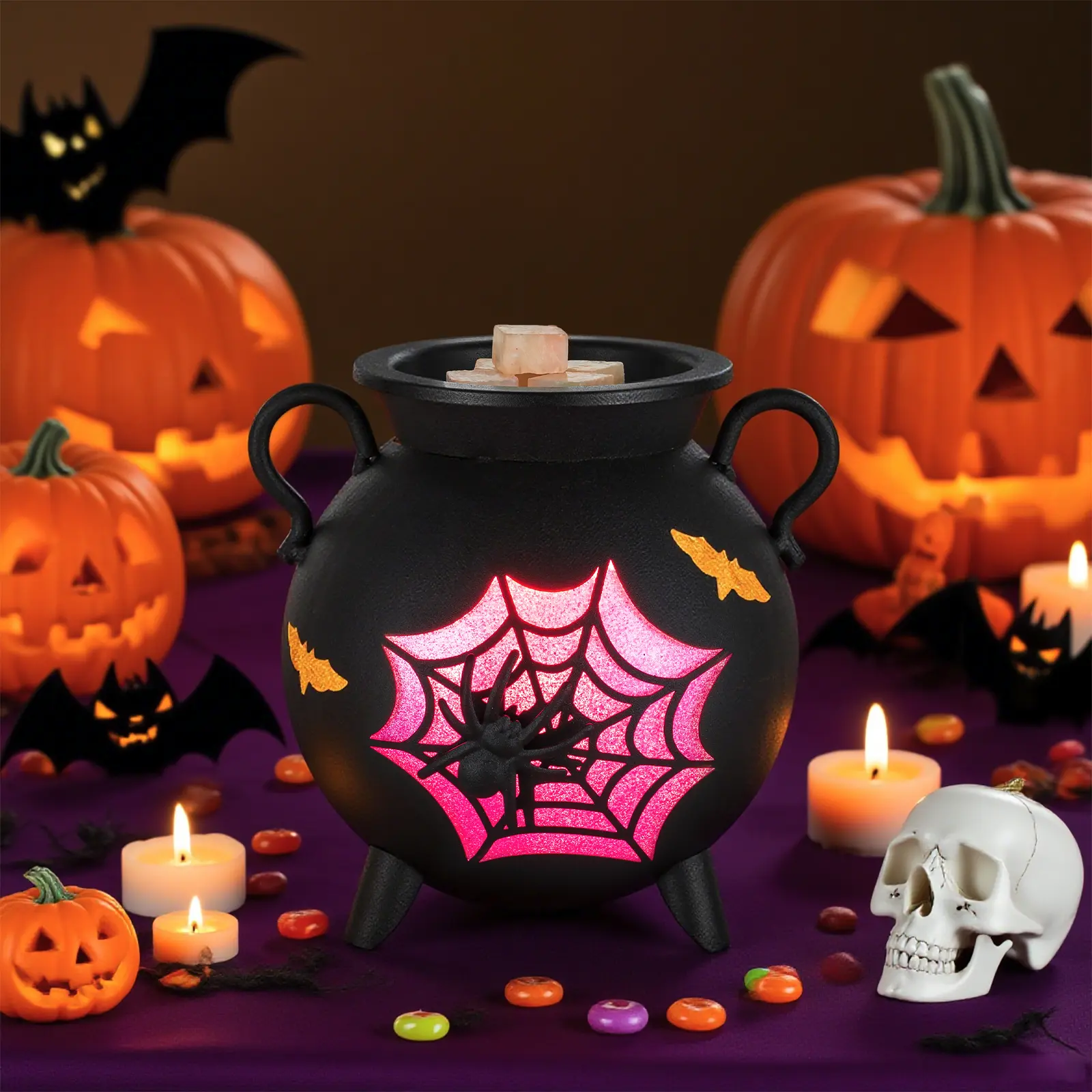 Halloween Scentsy Wax Melt Warmer - Cute Hocus Pocus Electric Wax Burner with Spooky Spider Design for Gothic Home Decor Gifts