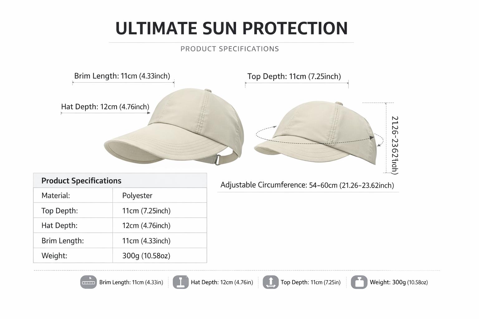 2-Pack UPF Sun Protection Baseball Hat for Men and Women - Lightweight, Adjustable Velcro Closure, Wide Brim Outdoor Sports Hat, All-Season Elastic Design (White/Gray/Black)